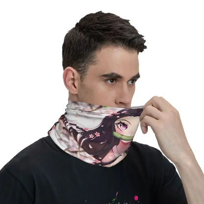 Demon Slayer Kimetsu No Yaiba Bandana Neck Gaiter Windproof Face Scarf Cover Women Men Nezuko Kamado Headband Tube Balaclava