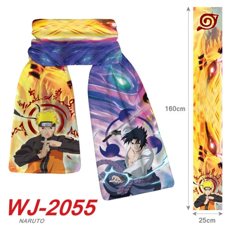 160x25cm Anime Naruto Cute Scarf Cartoon Naruto Sasuke Winter Boys Girls Warm Polar Fleece Scarf for Children Christmas Toy Gift