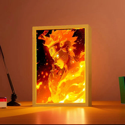 Anime Figure Naruto Light Painting Photo Frame Sasuke Gaara Action Figure Led Night Light Bedroom Decor Christmas Gift Moon Lamp