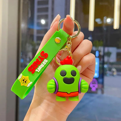 New Brawl Stars Generation 1-3 Creative Wilderness Battle 3d Stitch Doll Key Keychain Cute Nita Jie Xibeiya Car Keychain Pendan