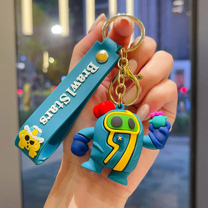 New Brawl Stars Generation 1-3 Creative Wilderness Battle 3d Stitch Doll Key Keychain Cute Nita Jie Xibeiya Car Keychain Pendan