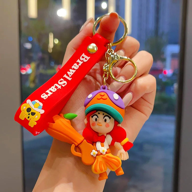 New Brawl Stars Generation 1-3 Creative Wilderness Battle 3d Stitch Doll Key Keychain Cute Nita Jie Xibeiya Car Keychain Pendan