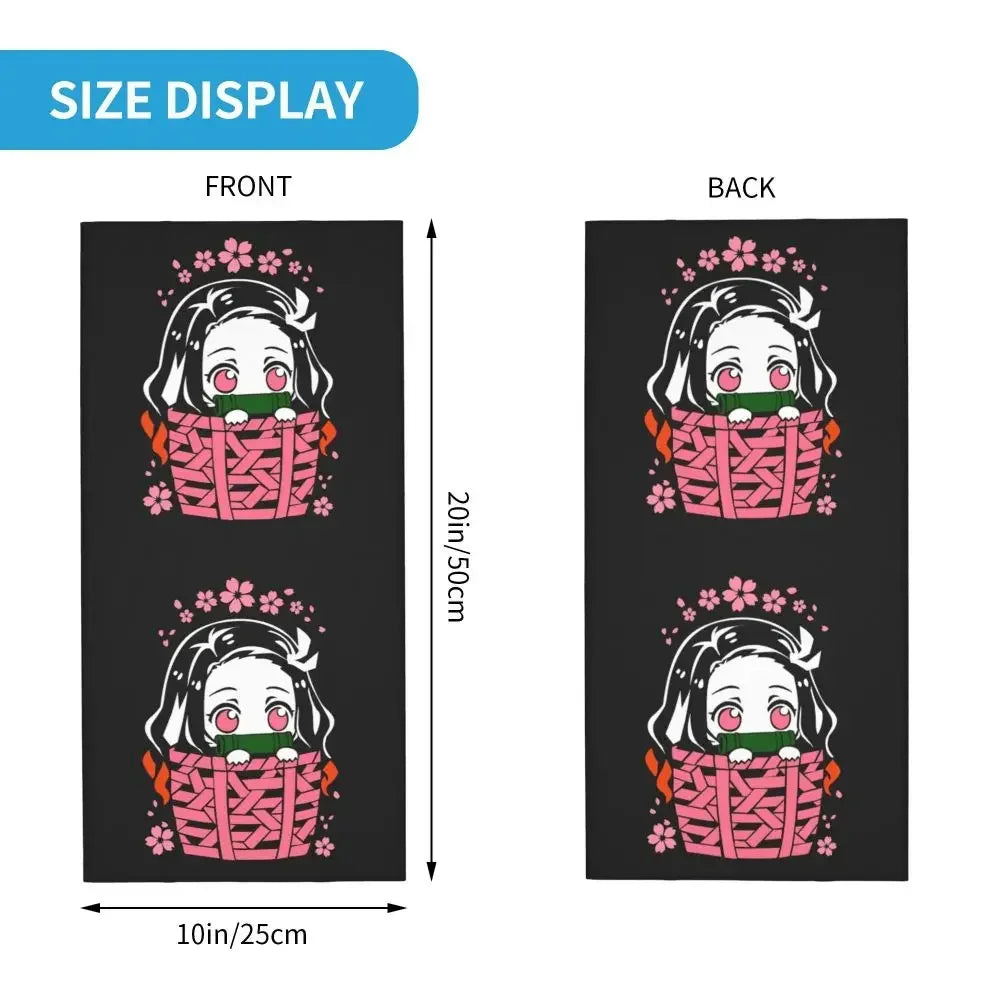 Demon Slayer Kimetsu No Yaiba Bandana Neck Gaiter Windproof Face Scarf Cover Women Men Nezuko Kamado Headband Tube Balaclava