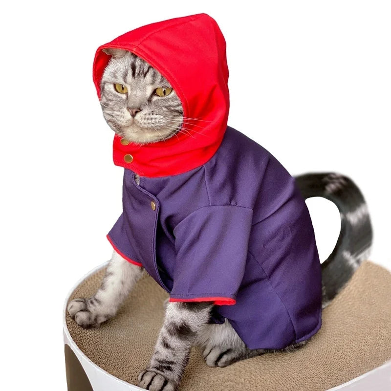 Pet Clothes Anime Jujutsu Kaisen Yuji Itadori Cosplay Cat Dog Suit Jumpsuit Hat Hoodie Dress Up Christmas Halloween Pet Costume