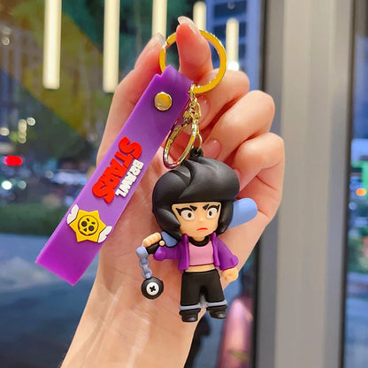 New Brawl Stars Generation 1-3 Creative Wilderness Battle 3d Stitch Doll Key Keychain Cute Nita Jie Xibeiya Car Keychain Pendan