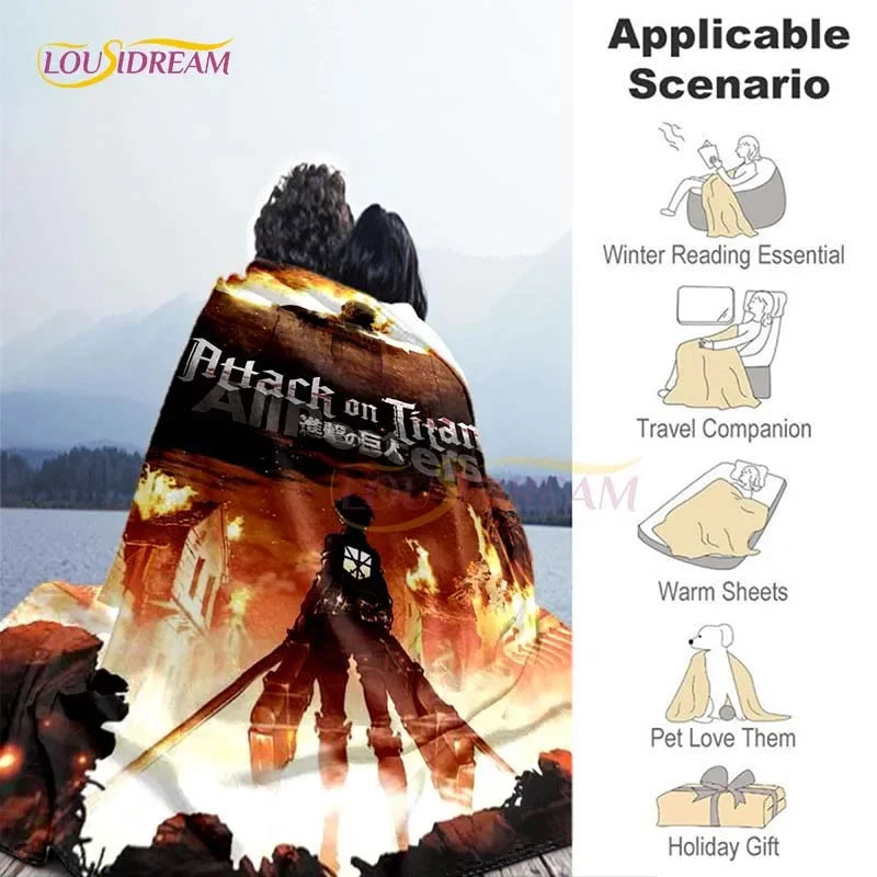 Attack on Titan Blanket Cover Anime Blankets for Beds Sofas Soft Carpet Warm Bed Sheet Bedspread Bedding Queen Size Room Decor