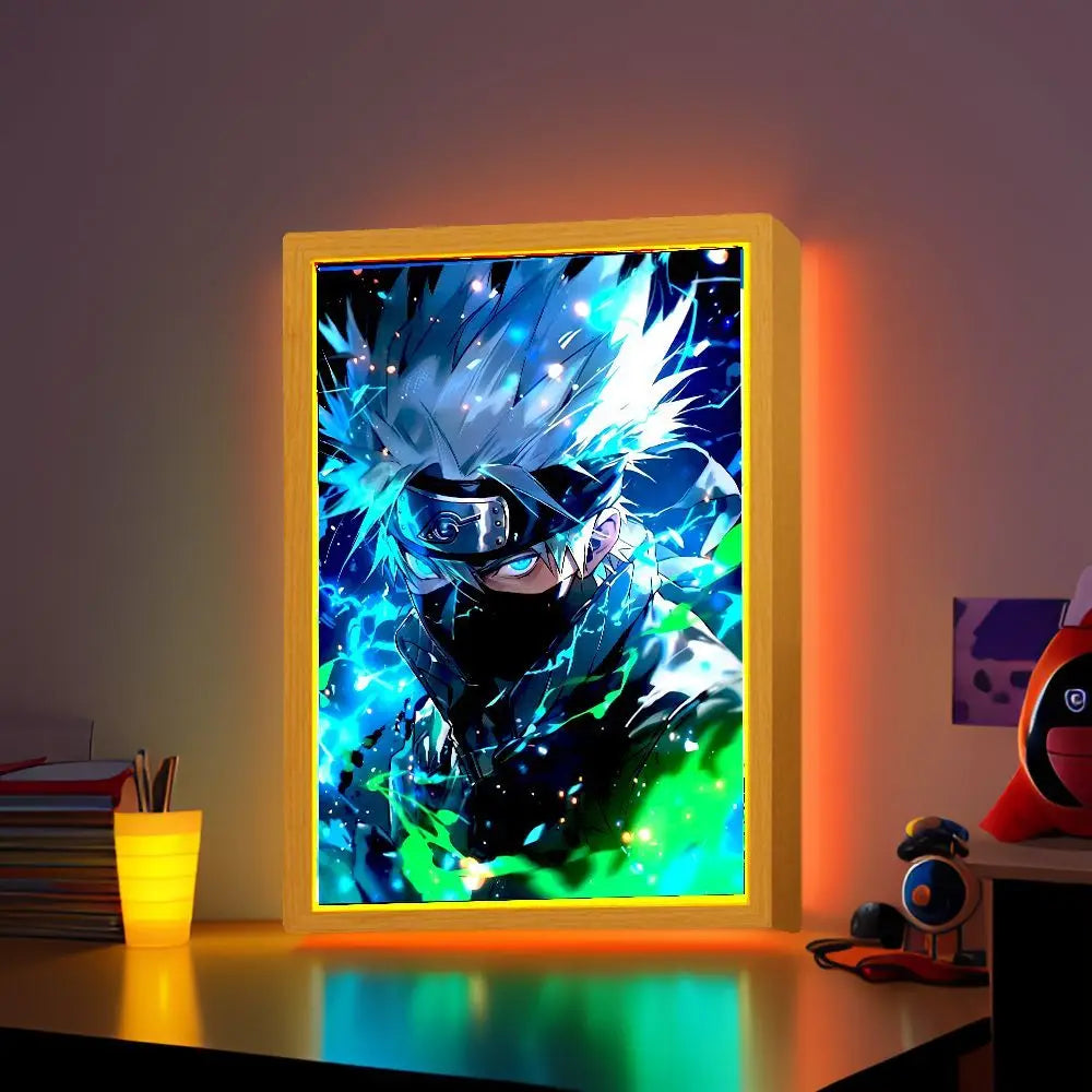 Light Painting Photo Frame Naruto Action Figure Sasuke Gaara Led Night Light Anime Figure Bedroom Decor Christmas Gift Moon Lamp