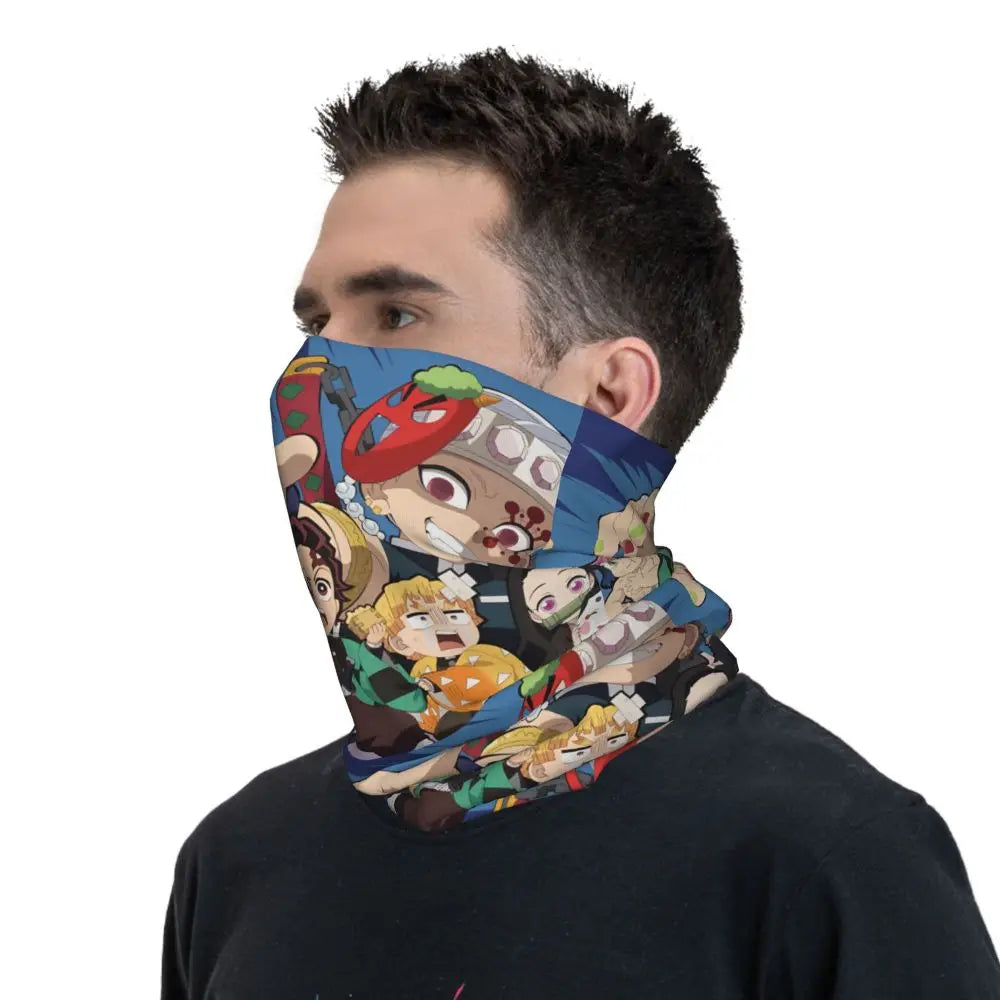 Demon Slayer Anime Neck Gaiter Face Scarf Cover Neck Gaiter Men Women Bandana Scarf Thin Summer