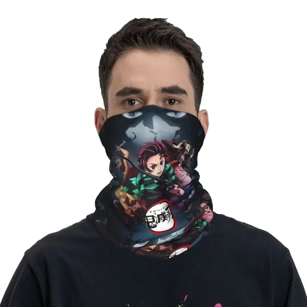 Demon Slayer Kimetsu No Yaiba Bandana Neck Gaiter Windproof Face Scarf Cover Women Men Nezuko Kamado Headband Tube Balaclava