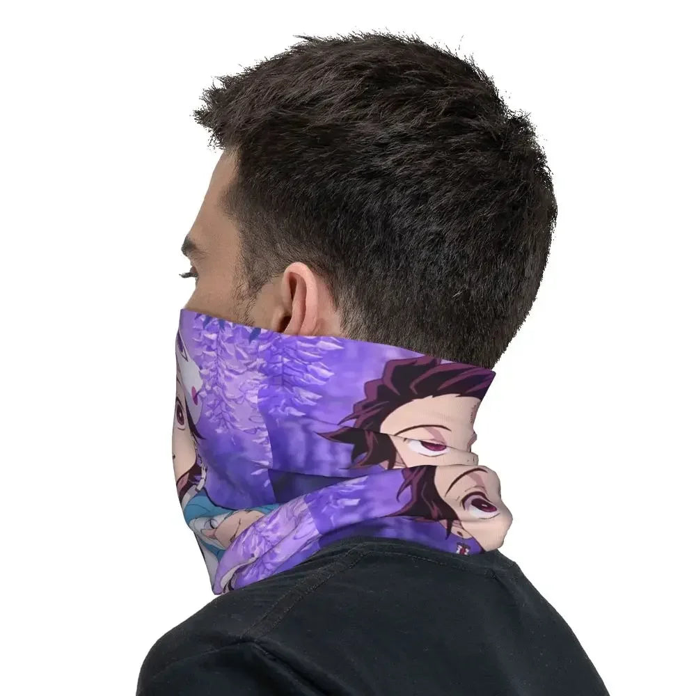 Demon Slayer Kimetsu No Yaiba Bandana Neck Gaiter Windproof Face Scarf Cover Women Men Nezuko Kamado Headband Tube Balaclava