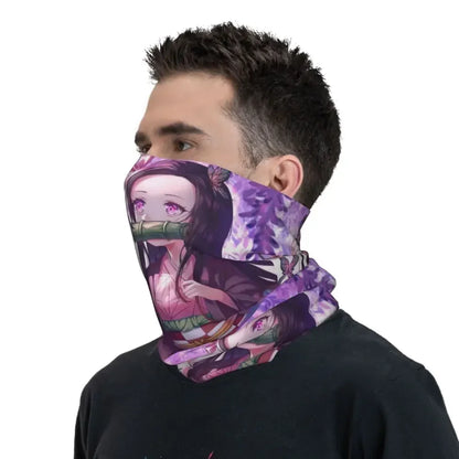 Demon Slayer Kimetsu No Yaiba Bandana Neck Gaiter Windproof Face Scarf Cover Women Men Nezuko Kamado Headband Tube Balaclava