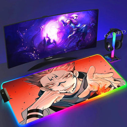 Jujutsu Kaisen RGB Gaming Mouse Pad Backlit Anime Desk Mat