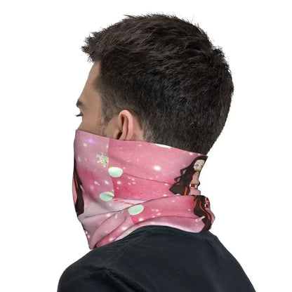 Demon Slayer Kimetsu No Yaiba Bandana Neck Gaiter Windproof Face Scarf Cover Women Men Nezuko Kamado Headband Tube Balaclava