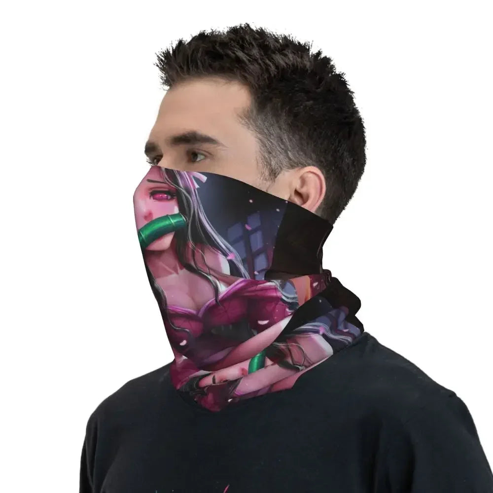 Demon Slayer Kimetsu No Yaiba Bandana Neck Gaiter Windproof Face Scarf Cover Women Men Nezuko Kamado Headband Tube Balaclava