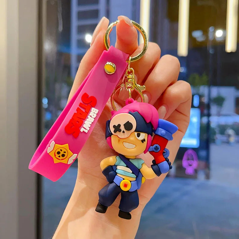 New Brawl Stars Generation 1-3 Creative Wilderness Battle 3d Stitch Doll Key Keychain Cute Nita Jie Xibeiya Car Keychain Pendan