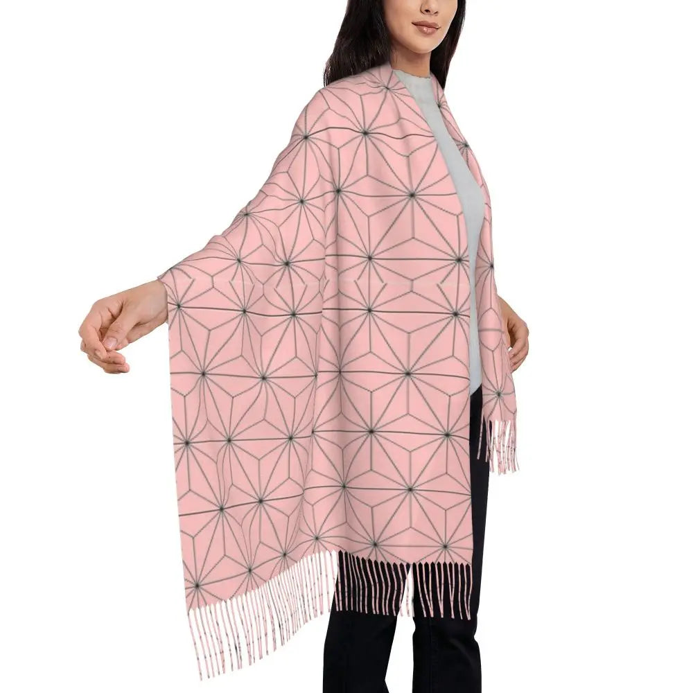 Demon Slayer Zenitsu's Pattern Scarf for Womens Winter Fall Pashmina Shawls and Wrap Long Large Shawl Scarf for Daily Wear