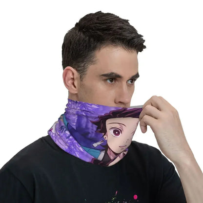 Demon Slayer Kimetsu No Yaiba Bandana Neck Gaiter Windproof Face Scarf Cover Women Men Nezuko Kamado Headband Tube Balaclava