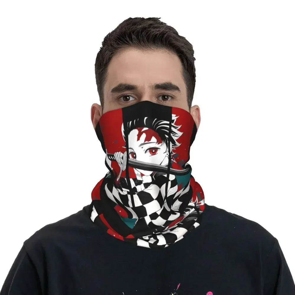 Demon Slayer Kimetsu No Yaiba Bandana Neck Gaiter Windproof Face Scarf Cover Women Men Nezuko Kamado Headband Tube Balaclava