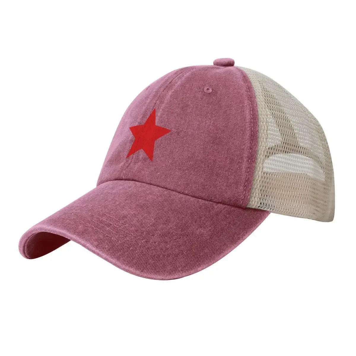 Star Red star black Cowboy Mesh Baseball Cap Beach Summer Outing Wild Ball Hat for Men Women Sun Protection