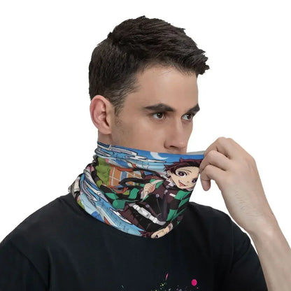 Demon Slayer Kimetsu No Yaiba Bandana Neck Gaiter Windproof Face Scarf Cover Women Men Nezuko Kamado Headband Tube Balaclava