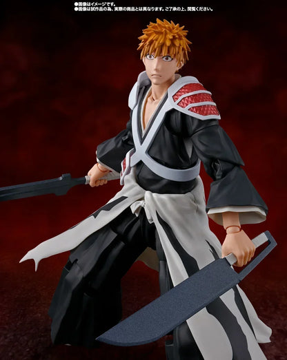 10 Original Anime Bleach S.H.Figuarts ICHIGO KUROSAKI -DUALZANGETSU PVC Action Figure Toys for Children SHF Doll Collector 15.5cm