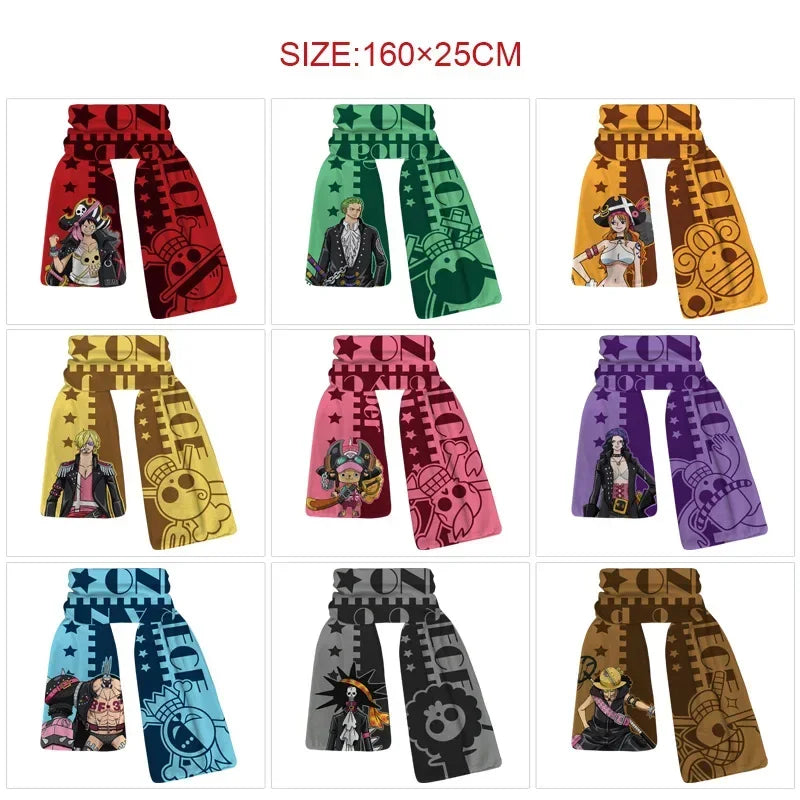 ONE PIECE Luffy Zoro Anime Scarf Chopper Cartoon Soft Thickened Warm Winter Men Women's Scarves Christmas New Year Birthday Gift