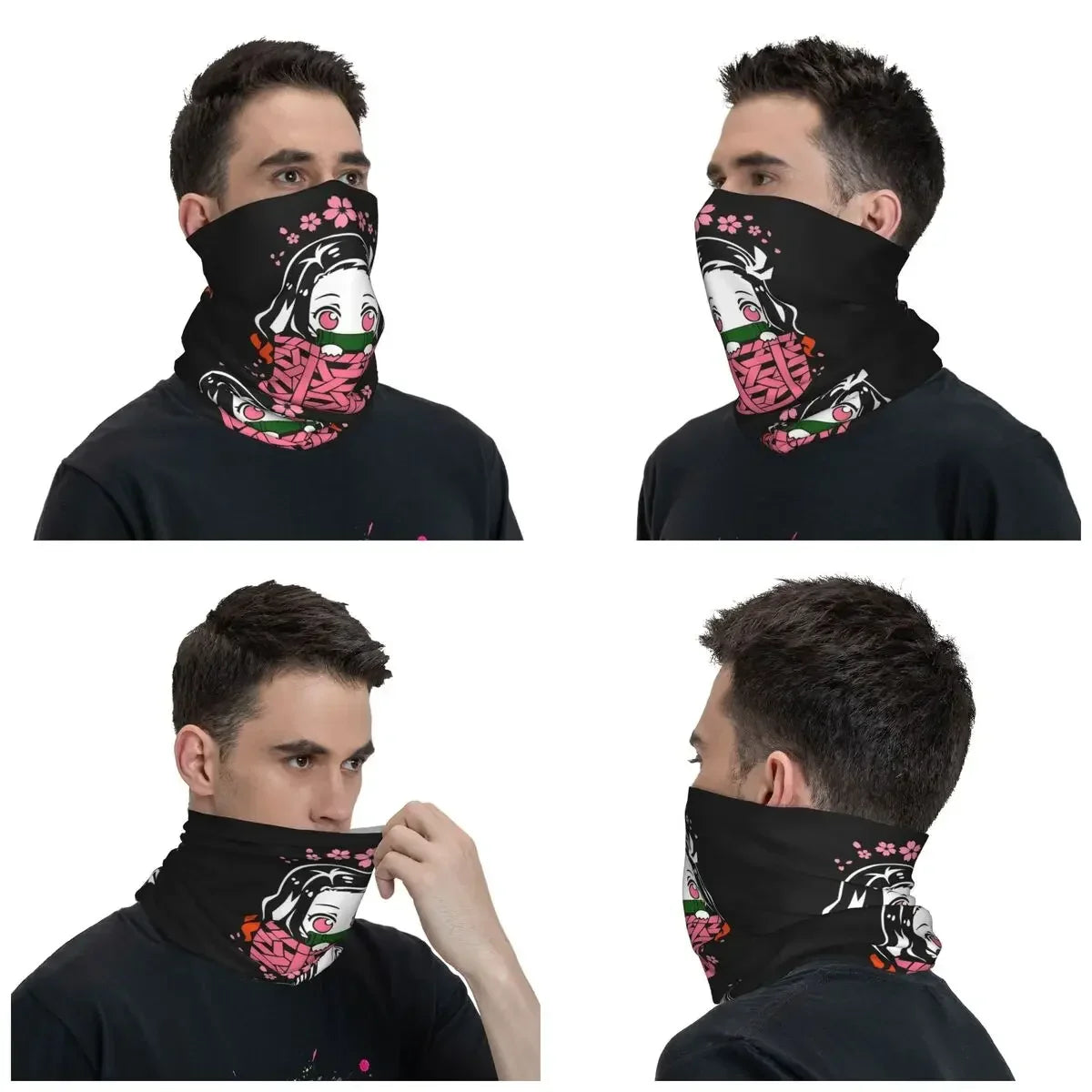 Demon Slayer Kimetsu No Yaiba Bandana Neck Gaiter Windproof Face Scarf Cover Women Men Nezuko Kamado Headband Tube Balaclava