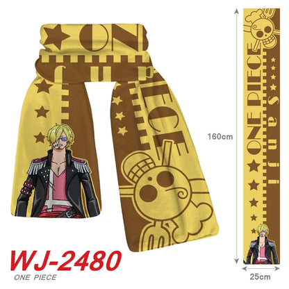 ONE PIECE Luffy Zoro Anime Scarf Chopper Cartoon Soft Thickened Warm Winter Men Women's Scarves Christmas New Year Birthday Gift