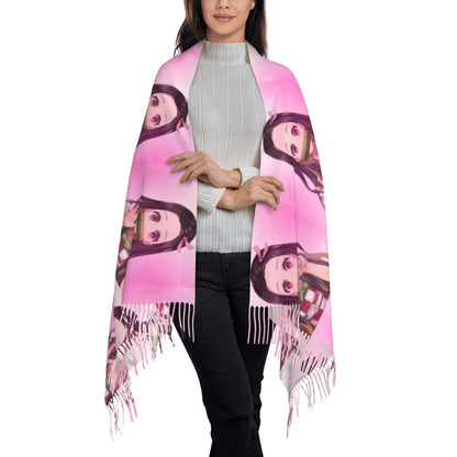 Custom Print Demon Slayer Shinobu Kocho Cosplay Scarf Men Women Winter Fall Warm Scarves Anime Kimetsu No Yaiba Shawls Wraps