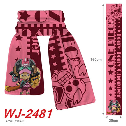 ONE PIECE Luffy Zoro Anime Scarf Chopper Cartoon Soft Thickened Warm Winter Men Women's Scarves Christmas New Year Birthday Gift