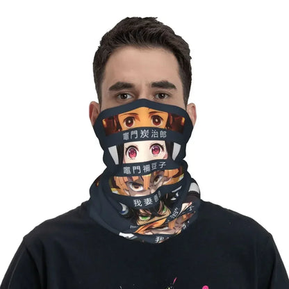 Demon Slayer Kimetsu No Yaiba Bandana Neck Gaiter Windproof Face Scarf Cover Women Men Nezuko Kamado Headband Tube Balaclava