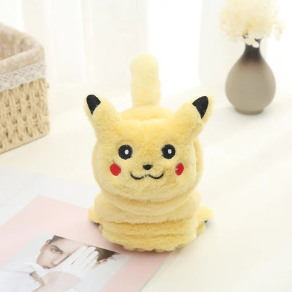 Pikachu Plush Earmuffs Cute Soft Anime Cartoon Earmuffs Plush Winter Warm Earmuffs Headphone for over 6 Year Old Kids Adult