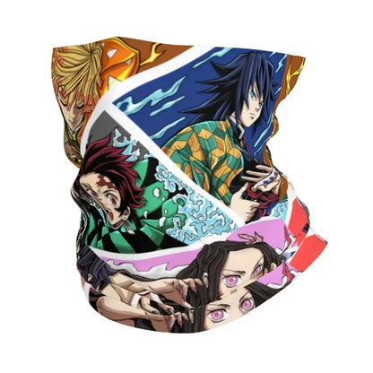 Demon Slayer Kimetsu No Yaiba Bandana Neck Gaiter Windproof Face Scarf Cover Women Men Nezuko Kamado Headband Tube Balaclava