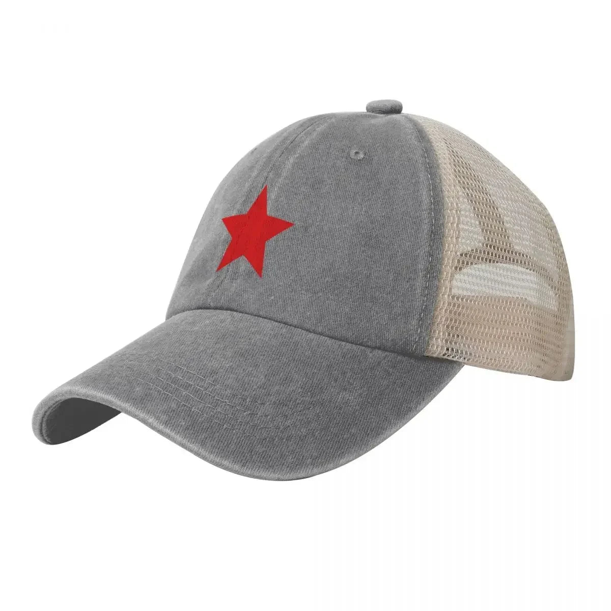 Star Red star black Cowboy Mesh Baseball Cap Beach Summer Outing Wild Ball Hat for Men Women Sun Protection