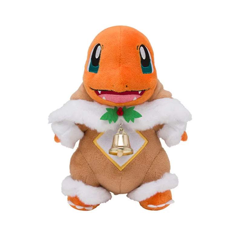 25CM Merry Christmas Sawsbuck Poncho Charmander Pikachu Pokemons Stuffed Plush Toys Anime Pokemons Plush Toys Dolls Kids Gifts