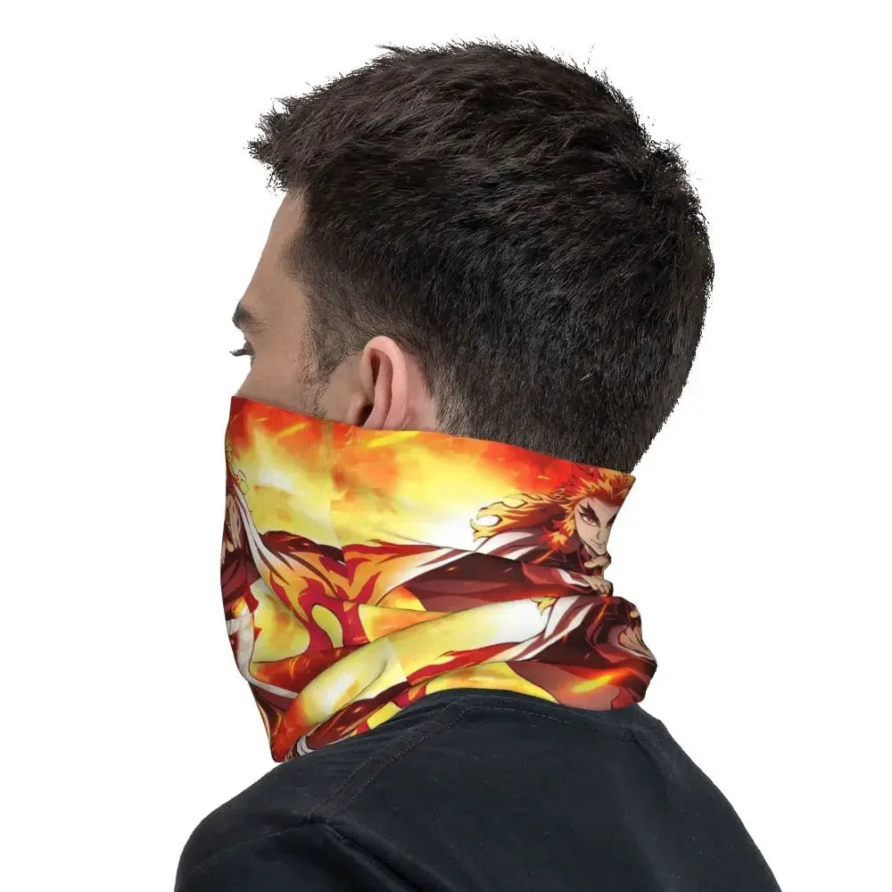 Demon Slayer Kimetsu No Yaiba Bandana Neck Gaiter Windproof Face Scarf Cover Women Men Nezuko Kamado Headband Tube Balaclava