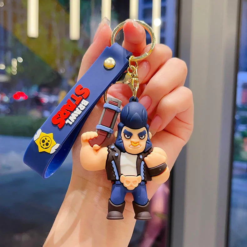 New Brawl Stars Generation 1-3 Creative Wilderness Battle 3d Stitch Doll Key Keychain Cute Nita Jie Xibeiya Car Keychain Pendan