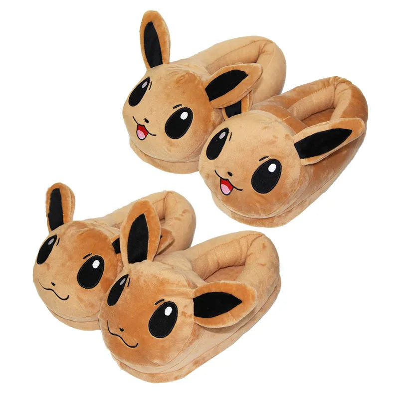 New Winter Anime Eevee Umbreon Simpson Kawaii Plush Soft Toys Adult Children Warm Slippers Home Indoor Shoes