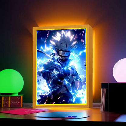 Light Painting Photo Frame Naruto Action Figure Sasuke Gaara Led Night Light Anime Figure Bedroom Decor Christmas Gift Moon Lamp