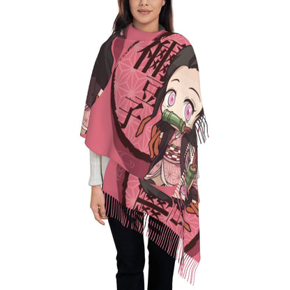 Custom Print Demon Slayer Shinobu Kocho Cosplay Scarf Men Women Winter Fall Warm Scarves Anime Kimetsu No Yaiba Shawls Wraps