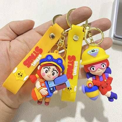 Creative Wilderness Chaos Anime General Cartoon Keychain Cute Brawl Keychain Backpack Pendant Doll Stars Car Pendant Toy Gift