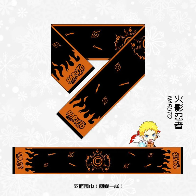 160x25cm Anime Naruto Cute Scarf Cartoon Naruto Sasuke Winter Boys Girls Warm Polar Fleece Scarf for Children Christmas Toy Gift