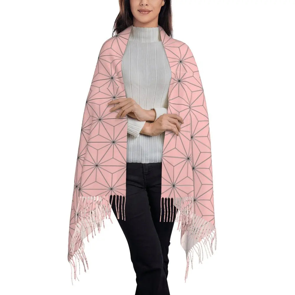 Demon Slayer Zenitsu's Pattern Scarf for Womens Winter Fall Pashmina Shawls and Wrap Long Large Shawl Scarf for Daily Wear