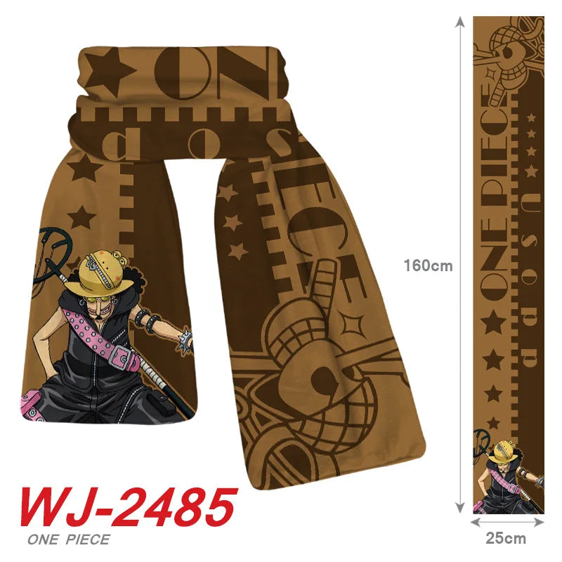 ONE PIECE Luffy Zoro Anime Scarf Chopper Cartoon Soft Thickened Warm Winter Men Women's Scarves Christmas New Year Birthday Gift