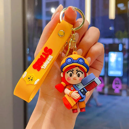 New Brawl Stars Generation 1-3 Creative Wilderness Battle 3d Stitch Doll Key Keychain Cute Nita Jie Xibeiya Car Keychain Pendan