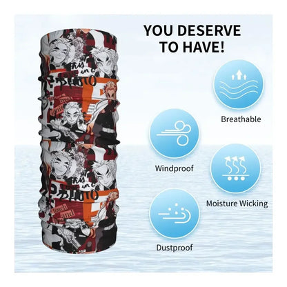 Demon Slayer Kimetsu No Yaiba Bandana Neck Gaiter Windproof Face Scarf Cover Women Men Nezuko Kamado Headband Tube Balaclava