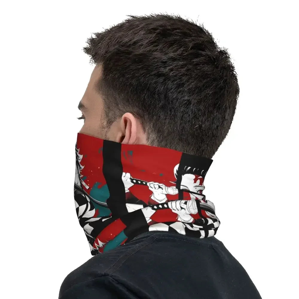 Demon Slayer Kimetsu No Yaiba Bandana Neck Gaiter Windproof Face Scarf Cover Women Men Nezuko Kamado Headband Tube Balaclava