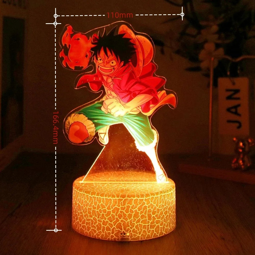 Actions Figure One Piece Luffy Zoro Anime Figures 3D Lamp PVC Action Collection Model Toys LED Night Light Kid Christmas Gift