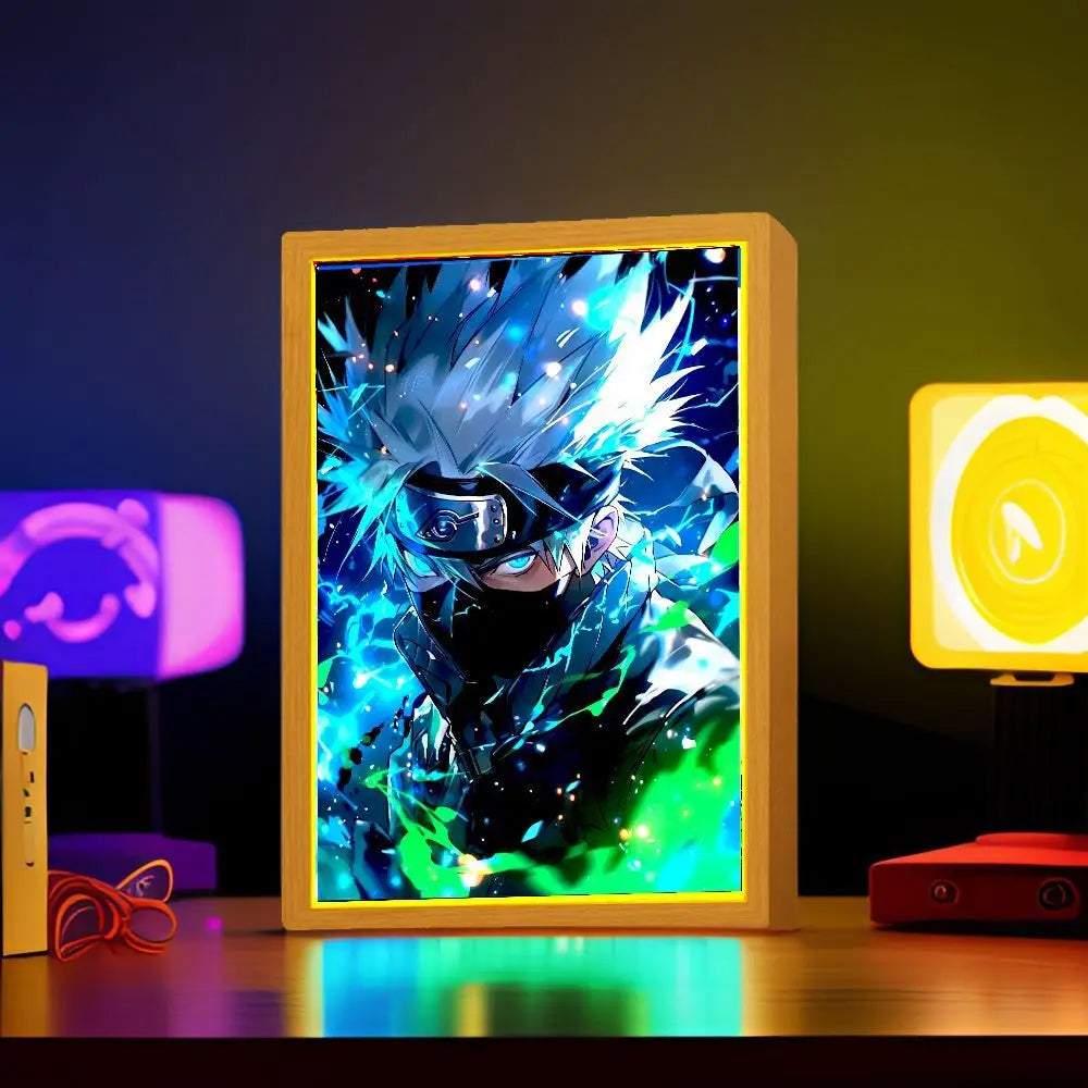 Light Painting Photo Frame Naruto Action Figure Sasuke Gaara Led Night Light Anime Figure Bedroom Decor Christmas Gift Moon Lamp