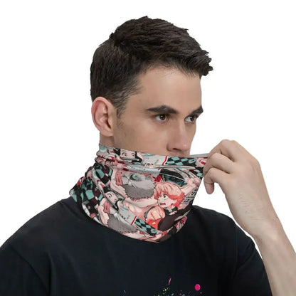 Demon Slayer Kimetsu No Yaiba Bandana Neck Gaiter Windproof Face Scarf Cover Women Men Nezuko Kamado Headband Tube Balaclava